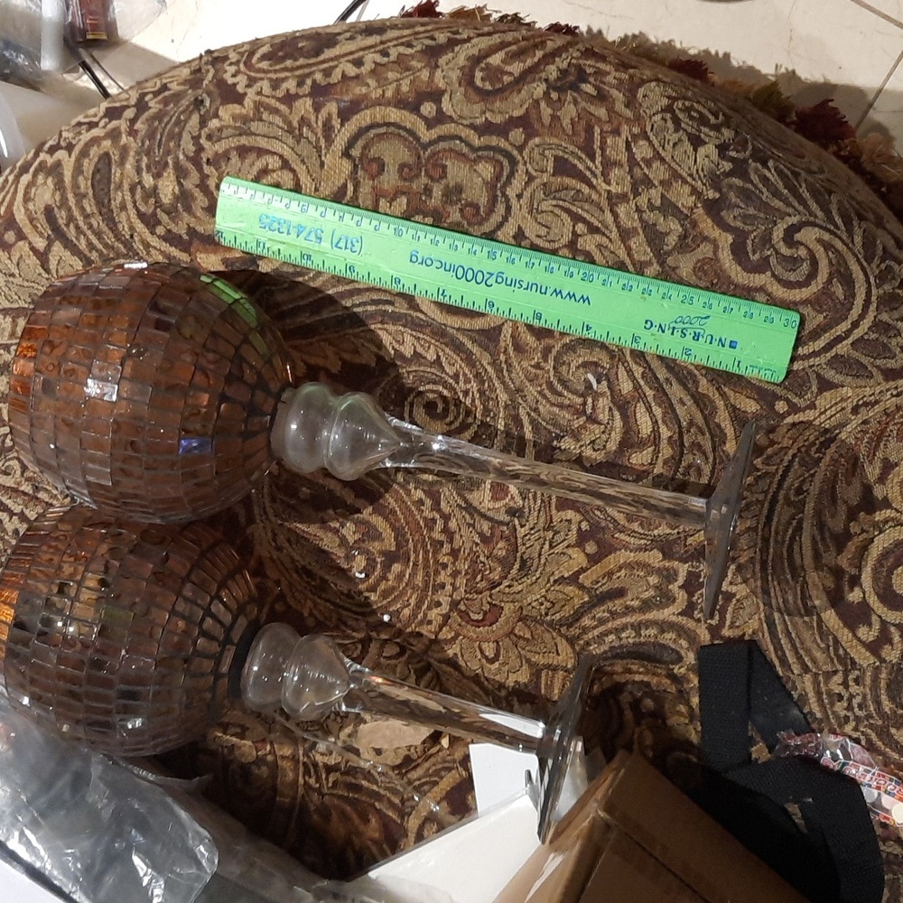 NIB GENUINE BOMBAY & COMPANY LEOPARD MOSAIC GOBLET DECORE OR  CANDALE HOLDER 14"